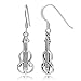 925 Sterling Silver Cut Open Violin Viola Musical Instrument Dangle Hook Earrings