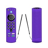 TAOCHEN Silikonhülle für Alexa Sprachfernbedienung (3rd Gen) (2021 Release) - Leuchtende Stoßfeste Vollschutzhülle für Fire TV Stick (2021) Fernbedienung (Schwarz) (Violett)