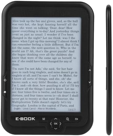 6'' Portable E-Paper with 800x600 Resolution+Audio Player, E-Reader E-Book Reader with Electronic Ink Screen Available in 29 Languages with A Pair of Headphone and Leather Case, 16/8/4GB(Black 8G)