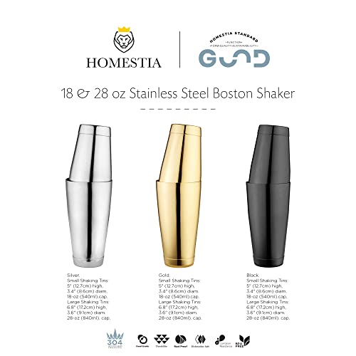 Homestia 2-Piece 18 oz & 28 oz Boston Shaker Set Boston Shaker Tins, Golden Boston Cocktail Shaker Liquor Shaker Metal Shaker Bottle, Drink Shakers Cocktail Bar Tins Shakers Bartending Alcohol Shaker - Image 3