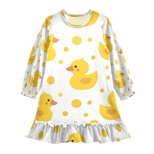 Bolaz Nightgowns Sleepwear Lightweight Nightdress Soft Pajamas Dress Cute Yellow Duck for 3-10 Years