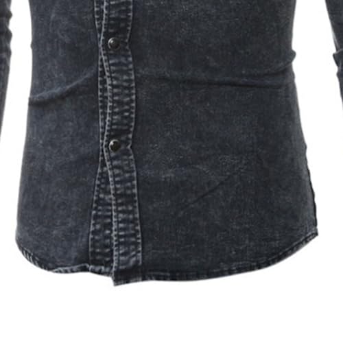 Men's Button Down Trucker Jean Shirt Casual Distressed Wash Denim Shirt Slim Fit Vintage Work Jean Jacket2