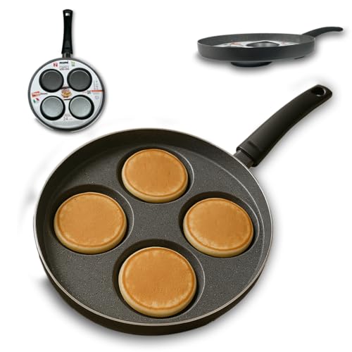 ARCA, Padella Pancake 24 cm Antiaderente, Piastra 4 Posti, Ideale Anche per Frittata e Altre Ricette, Adatta alla Lavastoviglie, Made in Italy