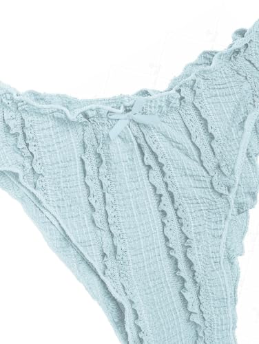 seamoly Womens Triangle String Halter Bikini Set - Cute Ruffle Swimsuit with Bowknot, 2 Piece Bathing Suit4