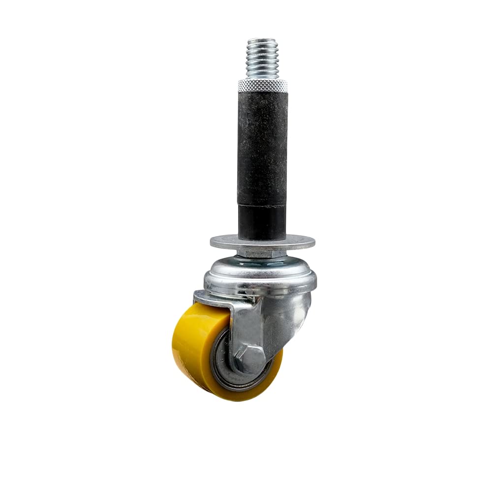 Low Profile Polyurethane Swivel Expanding Adapter Stem Caster w/35mm x 27mm Yellow Wheel and 3/4 Stem - 220 lbs Capacity/Caster - Service Caster Brand