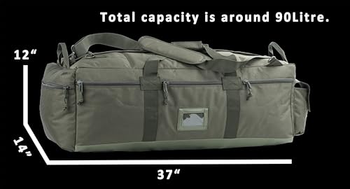 Large Military Duffle Bag Tactical Gear Load Out Bag Deployment Cargo Bag Travel Sports Equipment Duffel Luggage Bag with Backpack Straps 90L2