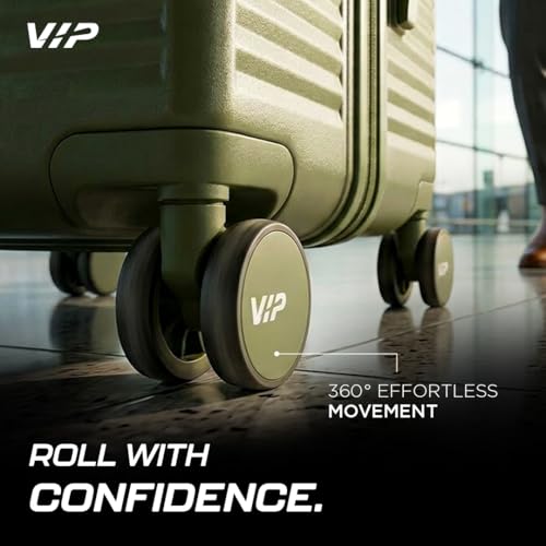 Image of VIP FLEX9010 Expandable Cabin Trolley Bag 55cm | Small | Hard Luggage | 8-Wheel Business Travel Suitcase with 15.6 inch Laptop Compatible | Flushed TSA Lock | 3 Years International Warranty (Green)