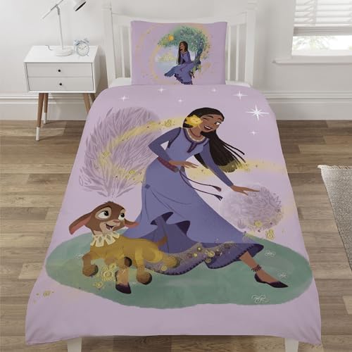 Coco Moon Disney Wish Fairy Tale Wende-Bettwäsche-Set für Einzelbett | Disney's Wish Bettwäsche-Set beinhaltet Einzelbettdecke und Kissen Set Jungen und Mädchen