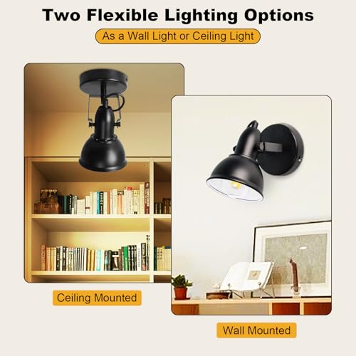 Image of HiBay 1-Light Track Lighting Black, Directional Ceiling Wall Spotlight | Industrial LED Track Spot Light Fixture Indoor for Kitchen Bedroom Bedside, E26 Base, Bulbs Not Included