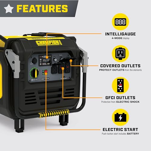 Generador Inversor Portátil para Respaldo Doméstico Champion Power Equipment 8500 Vatios con Arranque Eléctrico y Tecnología Silenciosa con CO Shield miniatura 4