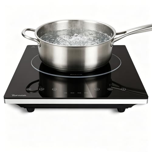 Induction Cooktop, TOPWISH Portable Hot Plate Electric Induction Burner, 10 Temp Levels up to 464°F, 110-120V Electric Stove Top Cooker with High Energy Efficiency & Kids Lock for Cooking, 1600W