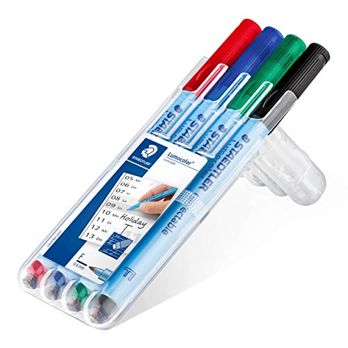 Staedtler Lumocolor 305F Wp4-1 Foliestift, Correctbaar, Droog Te Corrigeren, Set Met 4 Kleuren, F-Punt Lijnbreedte Ca. 0… - Image 3
