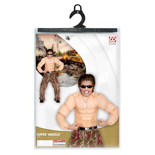 W WIDMANN MILANO Party Fashion - camiseta musculosa para niños, six-pack, soldado, superhéroe, culturista, disfraces