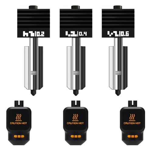 3PK 0.2+0.4+0.6mm P2S Hotend Kit for Bambu Lab P2S/X2D/H2D/H2S/H2C Anti-Clogging & Leak-Proof Design for Bambu Lab P2S Nozzle Hardened Steel Wear-Resistant P2S Extruder Kit for Bambu P2S Combo