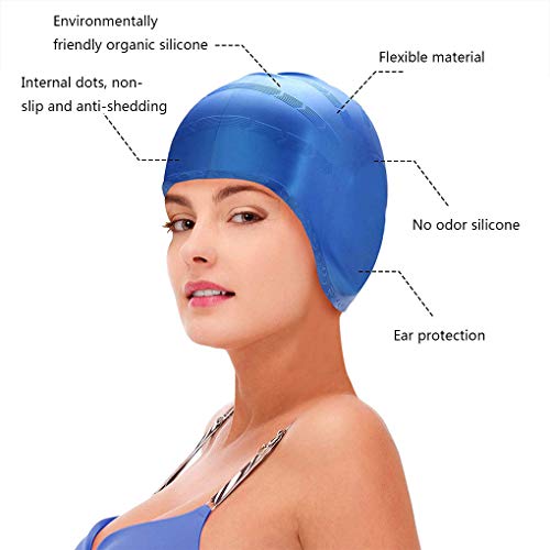 Silicone Natação Caps Swim Mulheres Cabelo Comprido Chapéu Ears Proteger Esportes Piscina Cap