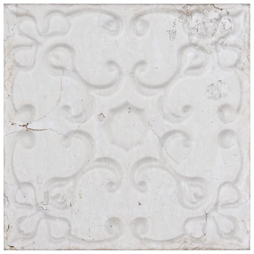 Merola Aevum Ornato White Ceramic Tile