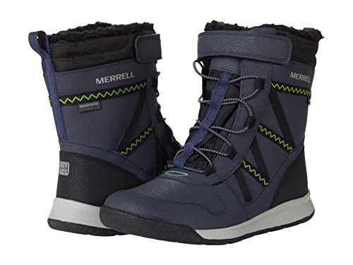 Merrell Kid's Snow Crush 2.0 Waterproof Snow Boot, NAVY/LIME, 4 M little kid