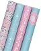 WRAPAHOLIC Gift Wrapping Paper Roll - Mermaid, Unicorn, Fairy Stick and Diamond Cute Design with Colorful Foil for Birthday, Holiday, Baby Shower Gift Wrap - 4 Rolls - 30 inch X 120 inch Per Roll