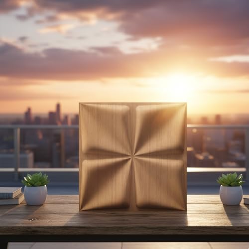 Image of Kayra Decor 3D PVC Wall Panel Bloom Design Gold Color 19.7 inch x 19.7 inch (Pack of 40) - Covers 107.80 Sq. Ft.