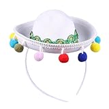 Veemoon 4 Diademas Mini Sombreros Mexicanos de Paja Festivos, Accesorio Cabello, Tamaño Mini, Color Variado, Adecuado para Fiestas, Festivales y Uso Diario, Set de 4 Estilo Aleatorio