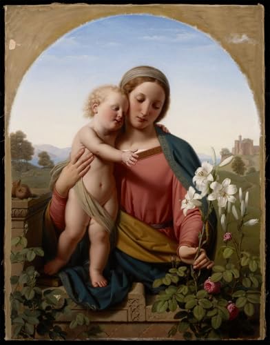 Cuadro de lienzo de la Dama col Bambino de Ittenbach en formato vertical de 60x90cm