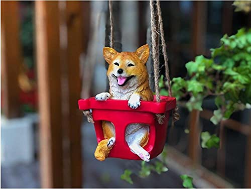Statue chien balançoire résine pour embellir un jardin vide ou triste