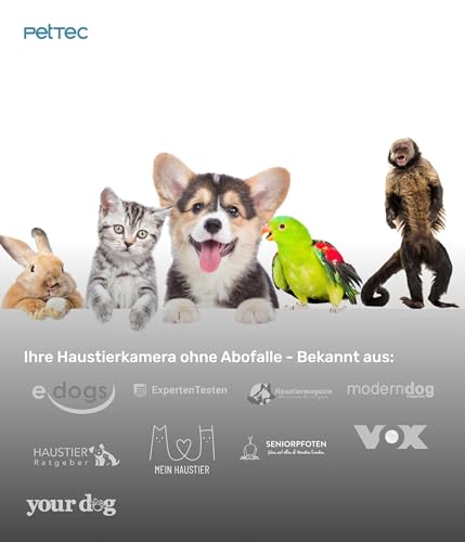 PetTec Cam Free Outdoor Hundekamera Wireless - Wetterfeste WLAN-Kamera für Hunde mit 3MP, digitalem Zoom, 2-Wege-Audio, extrem starker Akku - bis zu 9 Monate je Ladezyklus
