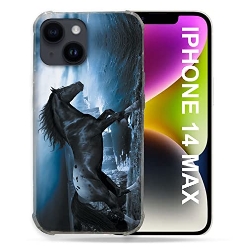 Coque iPhone 14 Plus Motif Cheval Noir - Protection Intégrale 6.7 Pouces
