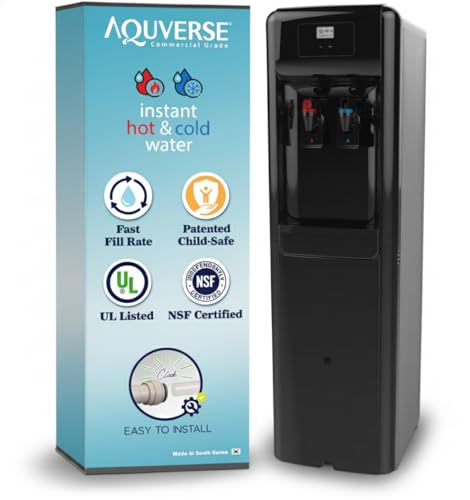 Aquverse Commercial Grade Bottleless Hot & Cold Water Cooler Dispenser with Filter, Stainless Black | NSF and UL/Energy Star Certified (A6500-K)