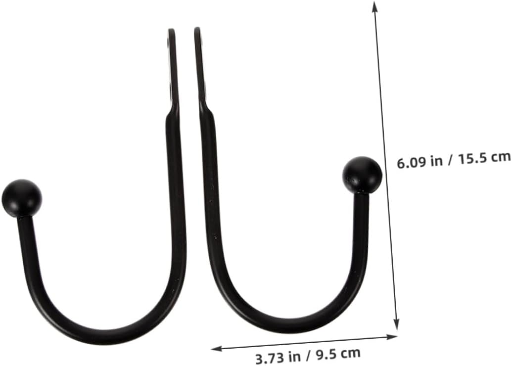 4pcs Black Metal Curtain Holdback Hooks, U-Shaped Wall Tiebacks for Drapes, Heavy-Duty Curtain Pull Back Hooks, Vintage European Style Window Treatment Hardware for Home Decor