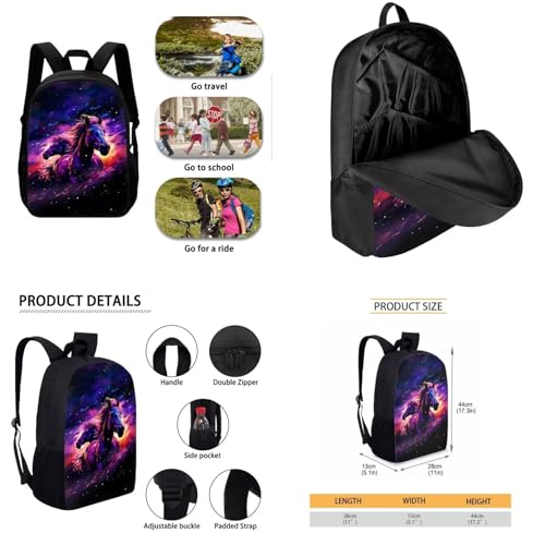 TODIYADDU Friendly Horse 1St Grade Backpack for Boys Girls Bookbag with Lunch Box Water Bottle Sleeves and Lightweight Pencil Holder 4 in 1 School Bag Back Packs for Daily Life/Gifts4