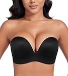 DotVol Push up Lift Women's Bra Seamless Wireless Anti-Slip Strapless brallate with Shape Support(Black,36D)
