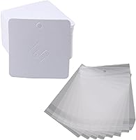 Vista 1 de Broche de papel kraft de 100 piezas, tarjetas con broche cuadrado, soporte para exhibir tarjetas, aretes marrones, etiqueta para vender joyas