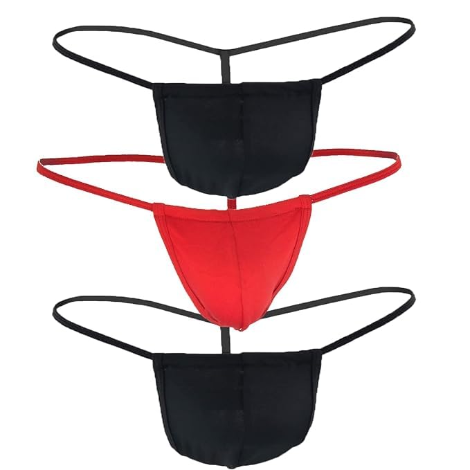Men's Microfibre G-String Briefs Innerwear Underwear Regular Size S, M, L - 3 Pack Black and White-image-32