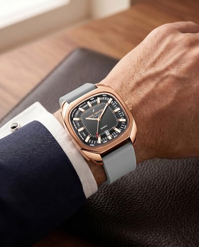 Image of Daniel Hechter Paris Marie Collection Analog Watch for Men with Square Dial, Date Display, Quartz Movement & Silicone Strap