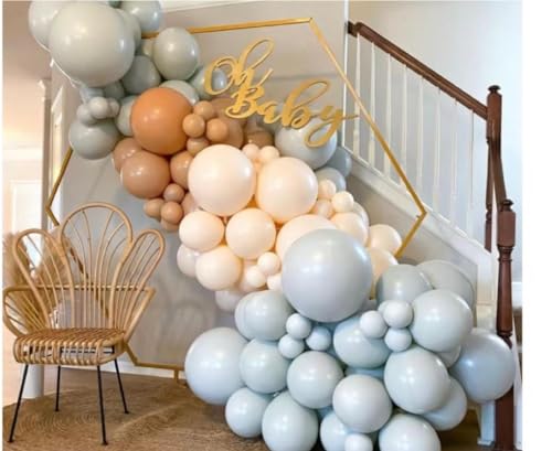 Image of MEBAY Boho Balloons Garland Arch Kit, 146 Pcs Brown Nude White Balloons Different Sizes for Girls Baby Shower Garden Tea Party Bachelorette Birthday Wedding Decorations