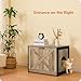 Dwanton Cat Litter Box Furniture Hidden, Cat Litter Box Enclosure, Reversible Entrance Can Be on Left or Right Side, Indoor Cabinet, Wooden Washroom, End Table, Nightstand, Greige, 27.6