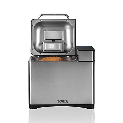 Tower T11002 Digital Bread Maker, 17 Preset Functions Including Gluten Free and Sourdough Options, Delay Timer and Keep Warm Settings, Automatic Fruit and Nut Dispenser, 1 Litre, Stainless Steel 6 Gallery Image