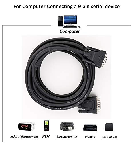 Dtech 15Ft Db9 Serial Cable Com Port Male To Male Rs232 Straight Through 9 Pin Data Cord #TOP6