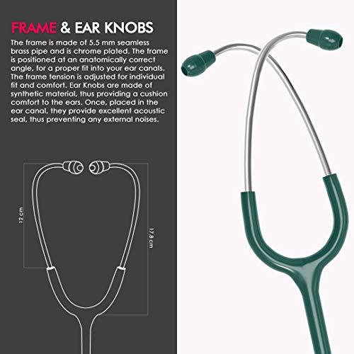Image of ELKO EL-140 ULTRA II SS Stainless Steel Acoustic Stethoscope | For Doctors, Medical Students & Healthcare Professionals | Dual Head Chestpiece | 5.5mm Brass Pipe Frame | U-Shaped PVC Tubing (Green)