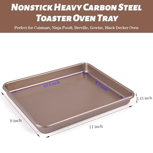 WMKGG 11 Inch Air Fryer Toaster Oven Tray, Set of 2 Nonstick Heavy Carbon Steel Toaster Cookie Sheets Baking Pan