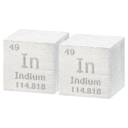 Image of uxcell 2 Pcs Indium Cube, 0.39 Inch High Density Metal Element Cube Metal Density Cube for Chemical Elements Collection Science Education Experiment Application, Silver