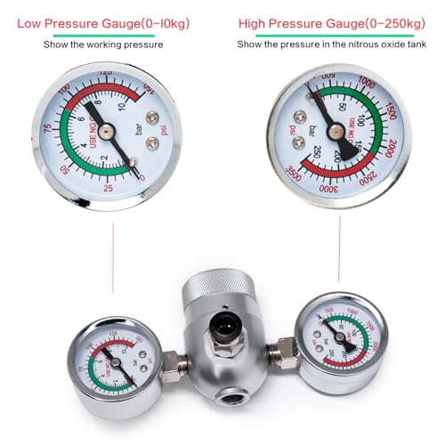 Pressure Regulator Valve for 0.95L/580g Whipped Cream Charger Tank with Hose Line & Adapter - Adjustable N2O Gas Regulator for Cream Dispenser, Cake, Cocktails by YuanWH - Image 3