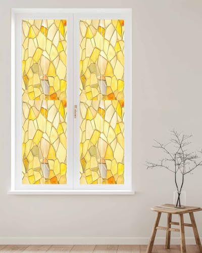 Vinilo decorativo para ventana amarillo dorado geométrico 45x200 cm miniatura 2