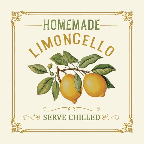 25 Limoncello Labels for Homemade Extracting Lemon Liqueur - Great for Gifts - 3"x3" Square Vinyl Sticker