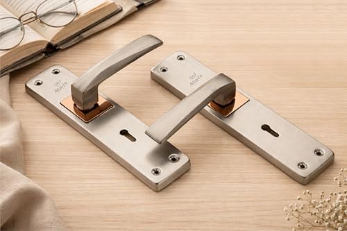 Image of Alwin's Diamond Ky SSRG, 8 Inch Mortise Lockset, 6 Lever 2 Turn Lock, 3 Keys,Ideal for Main Door, Bedroom, Living Room, Bathroom and Kitchen Doors Both for Right and Left Hand Doors. (Plus, SS)