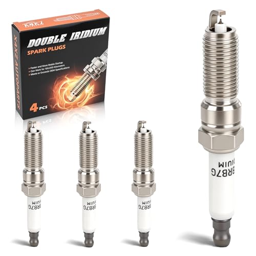 4PCS 91970 Double Iridium Spark Plugs for 2016-2019 Chevy Cruze, 2016-2024 Chevy Equinox/Malibu, 16-19 Trax, 2018-2024 GMC Terrain, 2016-2024 Buick Encore, 16-19 Cascada Replace# ILNAR8B7G 90644