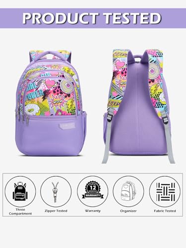 Image of Lavie Sport Power 30L Purple Backpack |Organizer & Bottle Holder |Gift for Men, Women, Boys, Girls | Laptop Sleeve for School & College