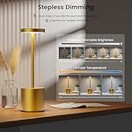 SAKRINGT 2 Pack Cordless Table Lamp Rechargeable, 5000mAh Battery Operated Portable Table Light,Dimming LED Table Lamp for Restaurant/Patio/Outdoor(Gold) - Image 3