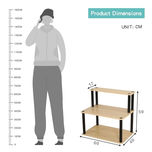 Image of HOME CUBE Engineered Wood,Plastic 3 Layer Countertop Kitchen Microwave Stand,Baker's Rack,Otg Stand,Kitchen Storage Rack with Shelves,Spice Organizer,Space Saving Storage Organizer(60x40x59cm)